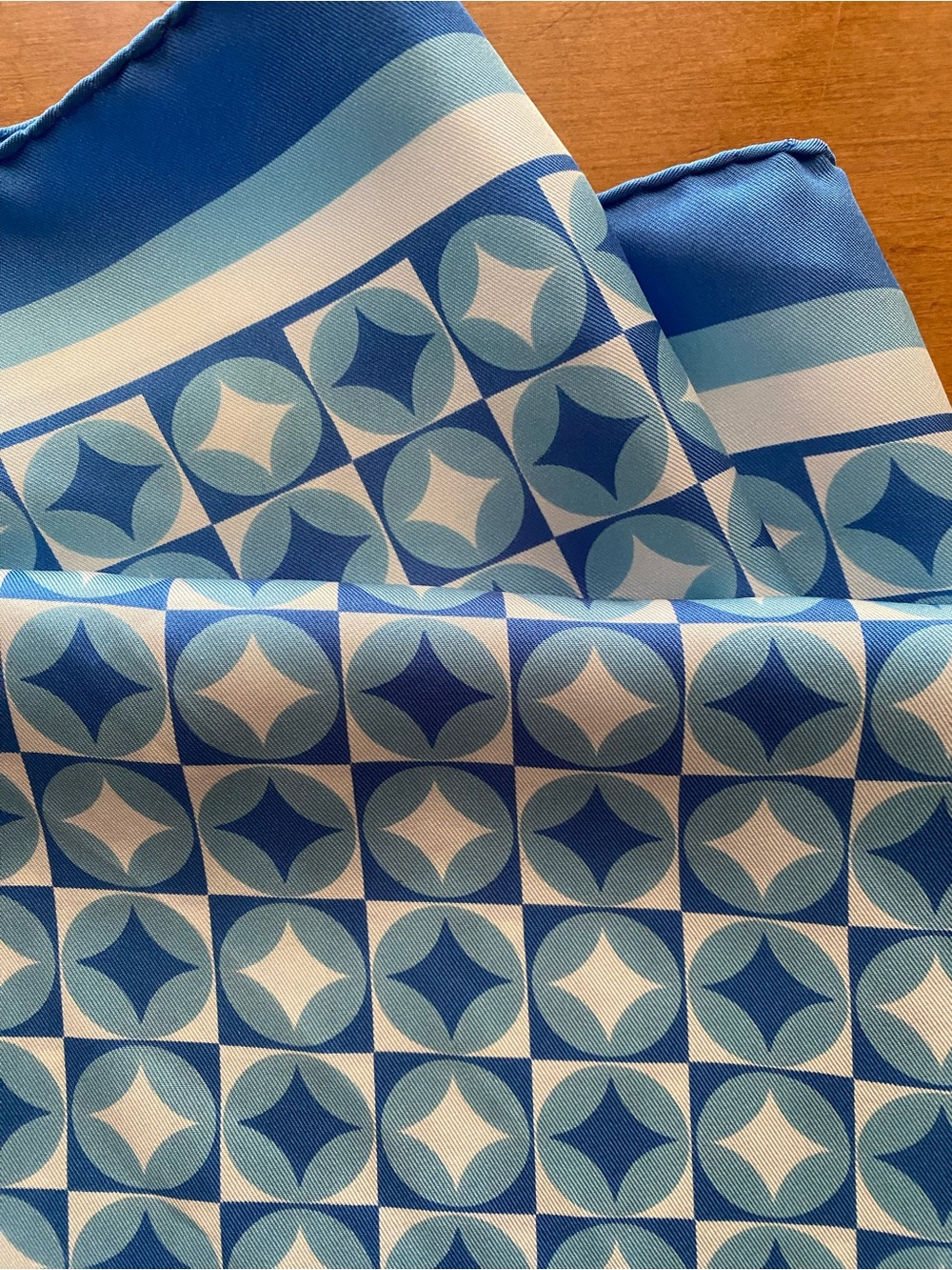 Gorgeous Geometric Blue Silk Scarf